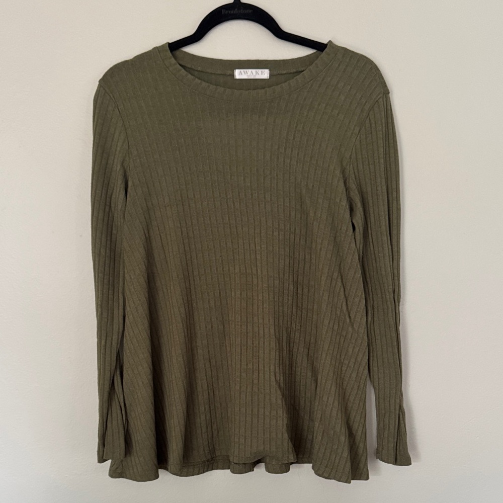 Awake Green Ribbed Long Sleeve Top - Picture 1 of 3
